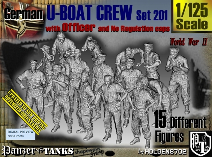 1/125 German U-Boot Crew Set201 3d printed