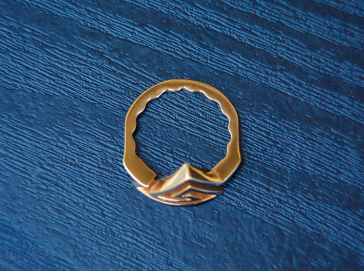Triangular Spiral Ring, Size 7 3d printed Polished Bronze