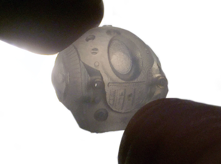 2001 an Odyssey. Discovery EVA Pod no lights 1:144 3d printed This is how small it is. (NOTE: this is the headlight version) The blobs are my finger and thumb!