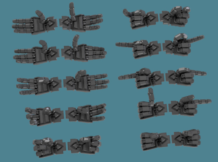 Extended Crisis Hands, 12 pair sets 3d printed Overview