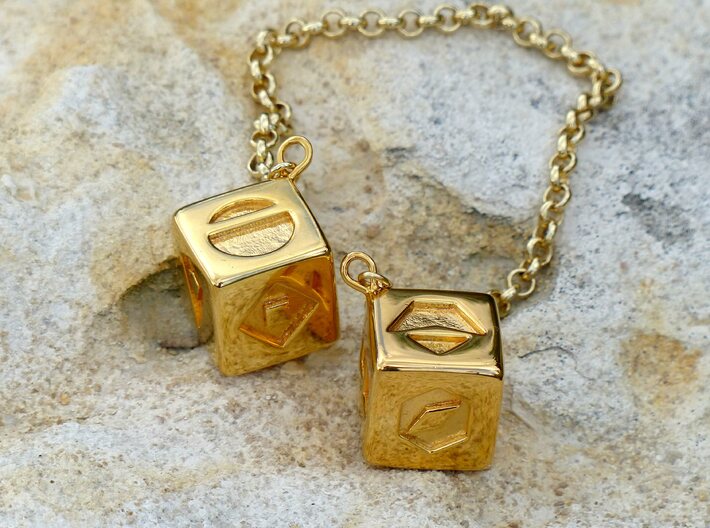 Smuggler's Lucky Sabacc Dice, Han Solo, Star Wars 3d printed 14k Gold Plated, Chain not included