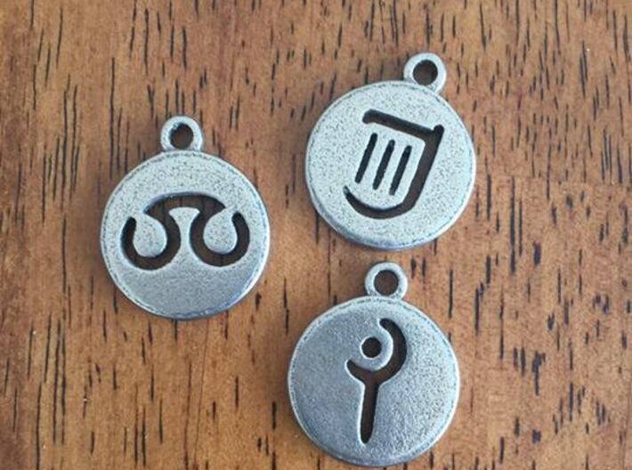 FFXIV Scholar (SCH) Pendant 3d printed Example of Stainless Steel. (Charms Sold Separately)
