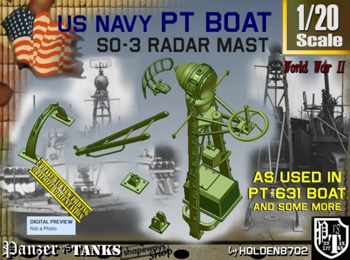 1/20 PT-631 SO-3 Radar Mast Set004 3d printed