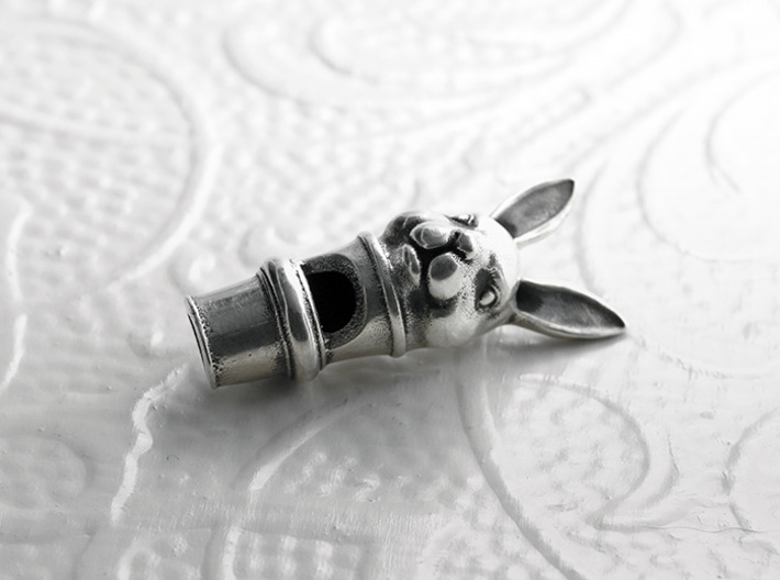 Silver Rabbit Whistle 3d printed