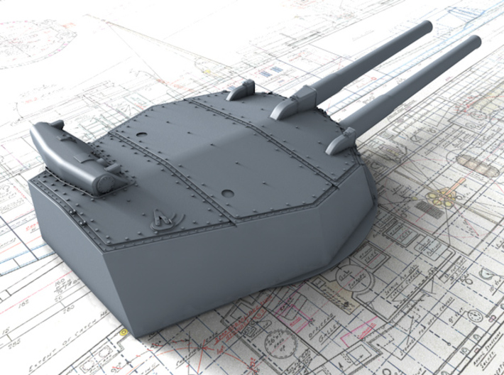 1/600 HMS Australia/New Zealand 1915 12" MKX Guns  3d printed 3d render showing Turret P, Q and Y  detail