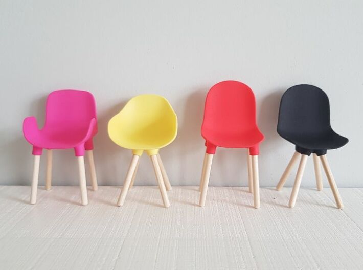 1:12 Chair v1 wooden legs 2 3d printed Kleur voorbeelden