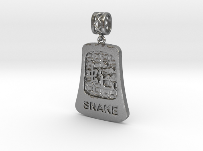 Chinese 12 animals pendant with bail - the snake 3d printed