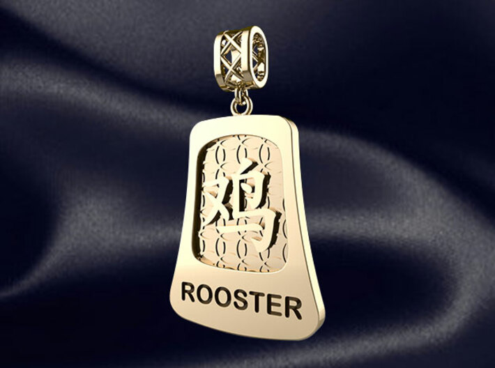 Chinese 12 animals pendant with bail - the rooster 3d printed RENDER PREVIEW