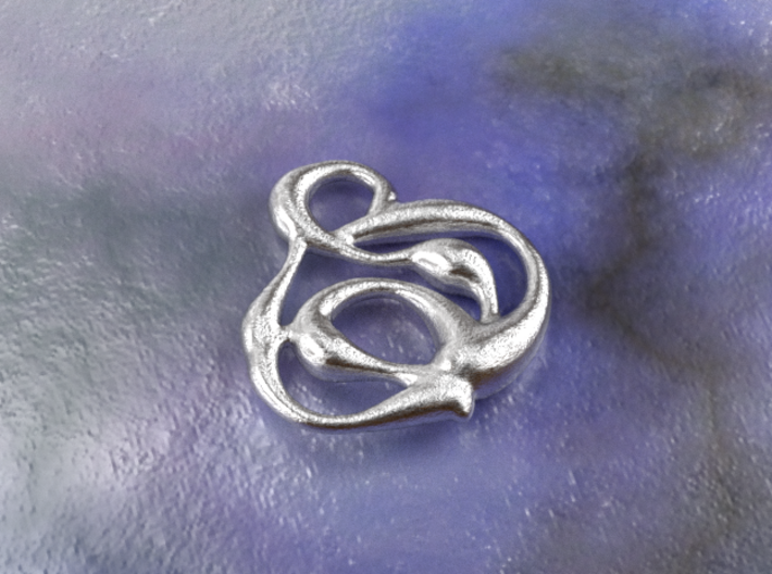 swirl pedant 3d printed raw silver material
