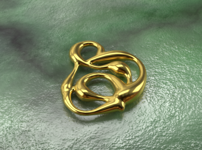 swirl pedant 3d printed gold material