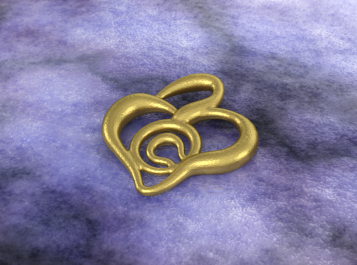 Heart pendant 3d printed brass material