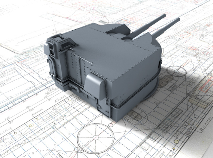 1/96 Battle Class 4.5"/45 QF MKIV RP10 Gun x2 3d printed 3d render showing product detail