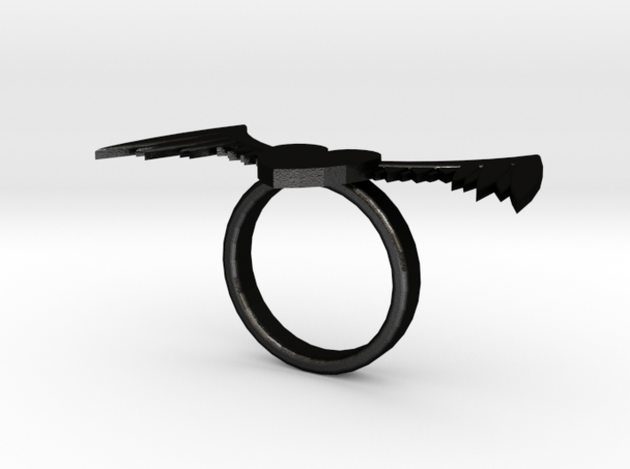Winged Heart Ring 3d printed