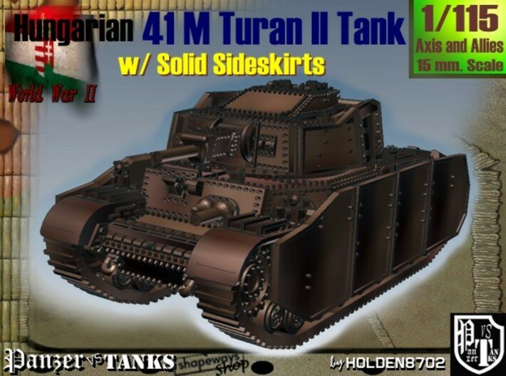 1-115 Hungarian 41M Turan II Solid Sideskirts 3d printed