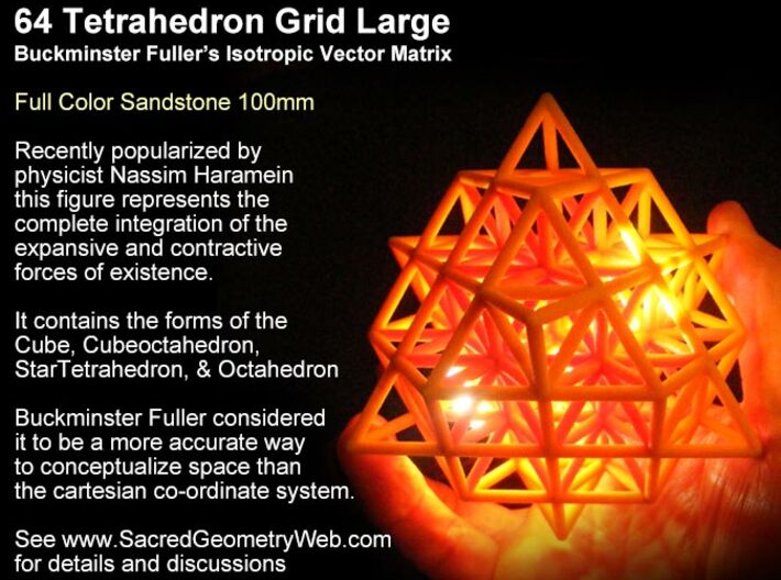 64 Tetrahedron Grid 10cm Isotropic Vector Matrix 3d printed