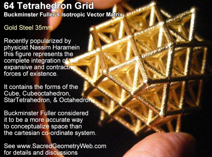 Sacred Geometry: 64 Grid Tetrahedron 35x1mm 3d printed 