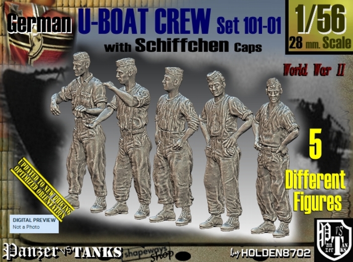 1/56 German U-Boot Crew Set101-01 3d printed