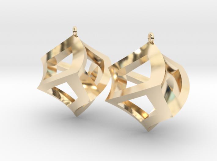 Twisted Cube Earrings 3d printed