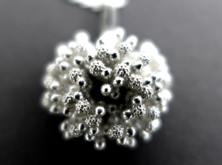Aspergillus Fungus Pendant 3d printed Aspergillus pendant in raw silver