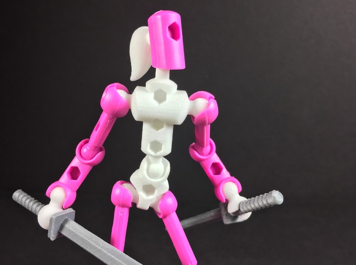 Moli (female) Modifier Kit for ModiBot Mo 3d printed Parts shown in white- weapons &amp; pink parts sold separately