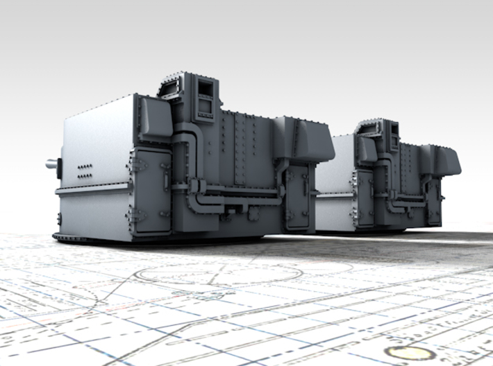 1/600 Battle Class 4.5"/45 QF MKIV RP10 Gun x2 3d printed 3d render showing product detail