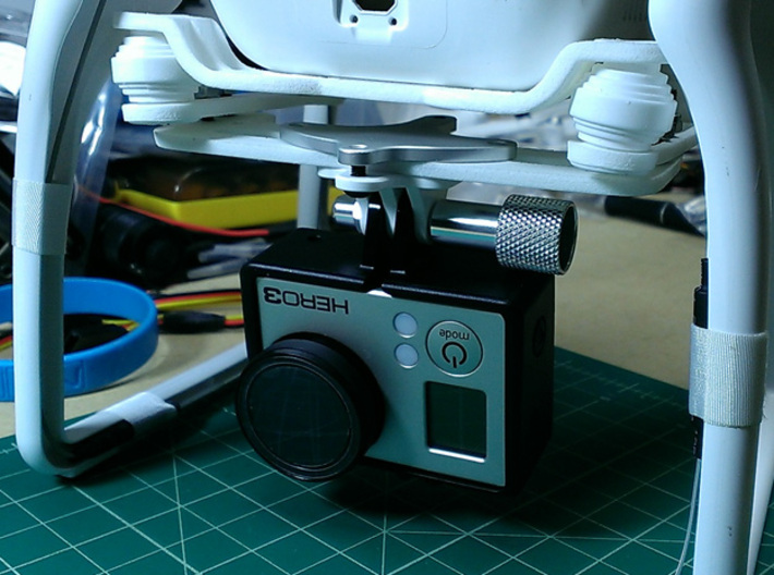 DJI Phantom 2 Universal Camera Mount Lite 3d printed With GoPro installed