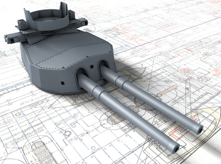 1/192 HMS Hood 15" (38.1 cm) Mark II Turrets 1941 3d printed 3d render showing B Turret detail