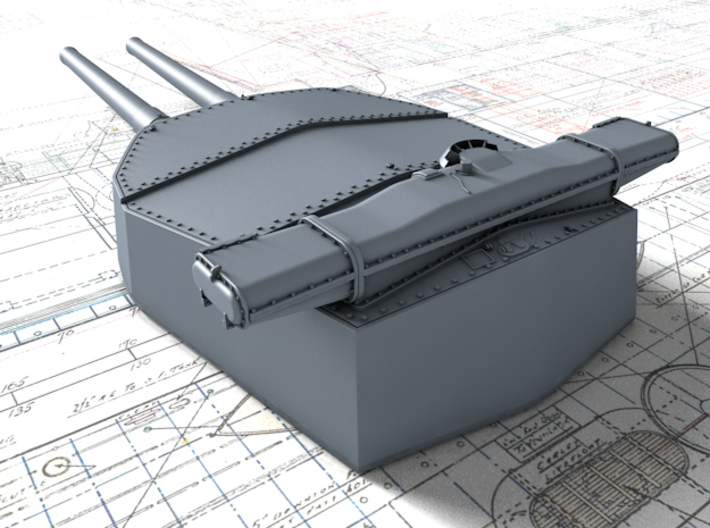 1/192 HMS Hood 15" (38.1 cm) Mark II Turrets 1941 3d printed 3d render showing Y Turret detail