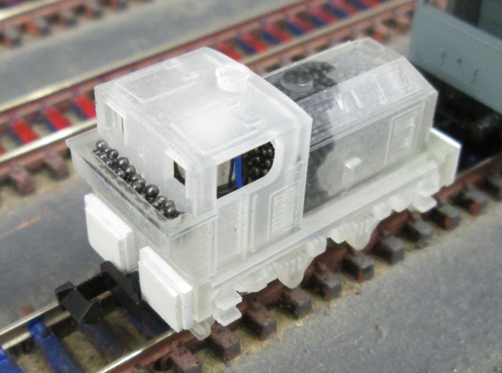 N Gauge 100hp (Post-War) Sentinel Shunter 3d printed Fitting the weight and buffers (holes are included for sprung buffers)