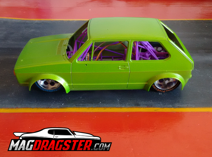 MagDragster [MD-Golf01] RC Car / MagRacing Car 3d printed MagDragster - You need the TAMIYA 1/24 VW Golf Racing Group 2 body for this chassis.
