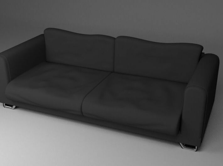  Black Fabric Sofa / Couch 3d printed Rendered Image of Model with Fabric Materials