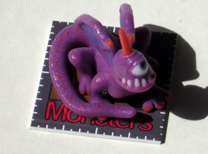 2 Inch Monsters: Batch 01 3d printed Violet on her stand.
