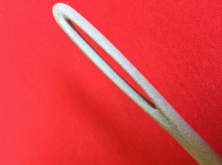 Sewing Needle Hair Stick 3d printed Close up of Metallic Plastic Printed Stick