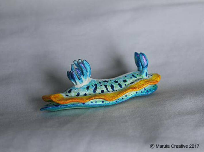 Joshi the Nudibranch 3d printed Hand Painted White Strong & Flexible Polished