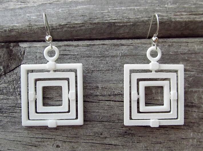 Square Gyroscope earings 3d printed 