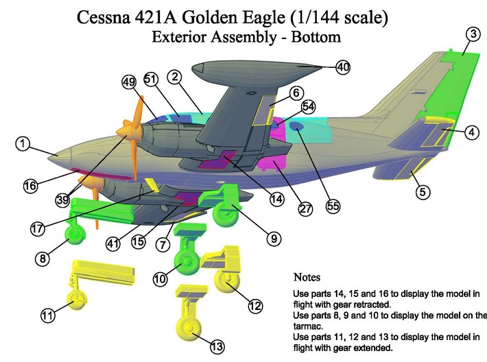 Cessna421A-144scale-05-RightWing 3d printed 