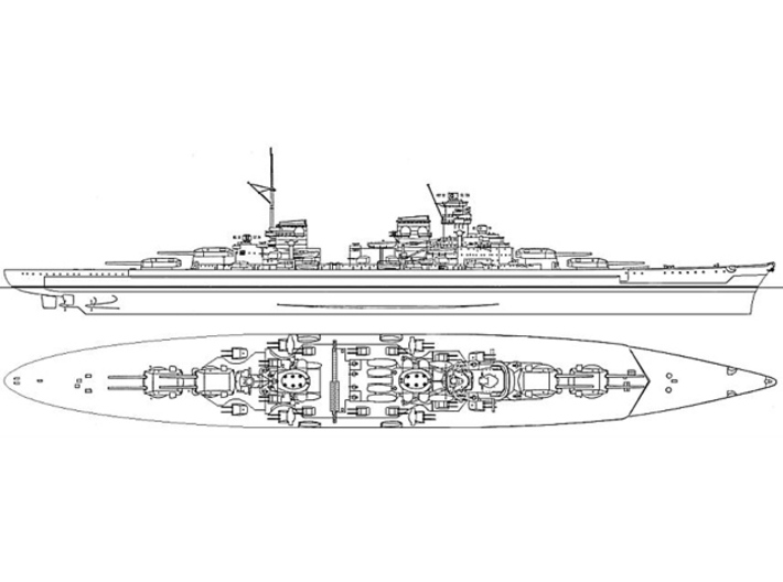 H1940-A Battleship 1/1800 3d printed 