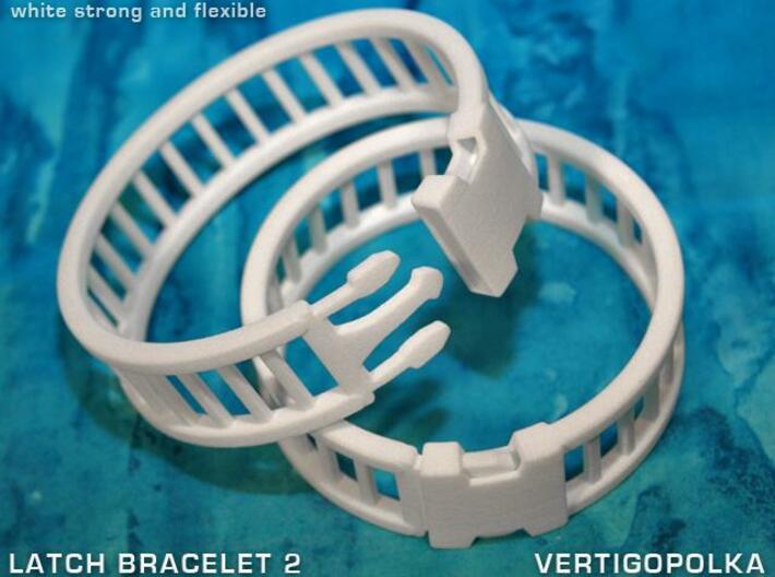 Latch Bracelet 2 3d printed white strong and flexible