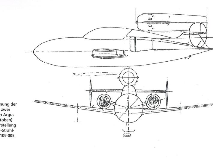 (1:285) Messerschmitt Me 328 (3x jets config) 3d printed 