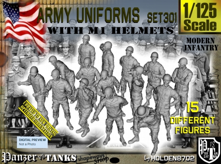 1/125 Modern Uniforms M1 Helmets Set301 3d printed
