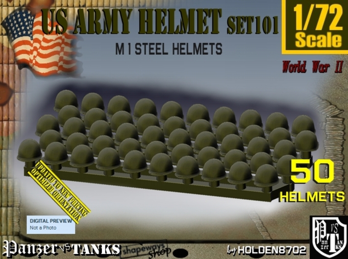 1/72 US M1 Helmet Set101 3d printed