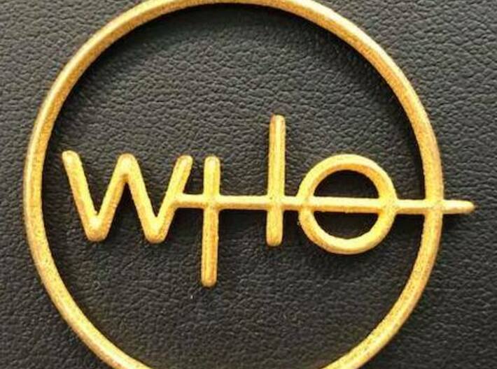 Who Pendant 3d printed Polished Gold Steel