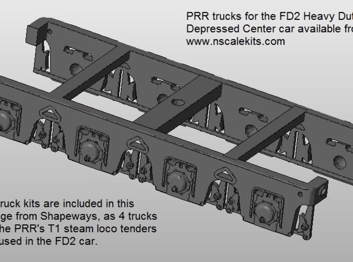 FD2/FW1 PRR railroad trucks x4 from the T1 tender 3d printed Revised Beta version of the FD2 truck [pack of 4]