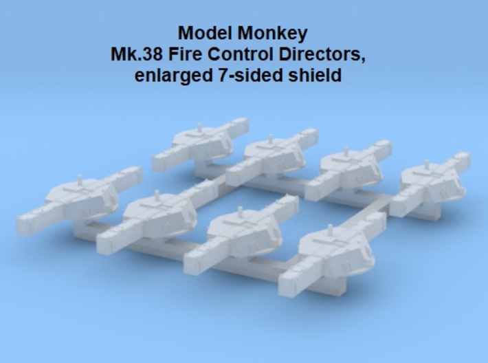 1/700 Mk.38 Directors, enlarged 7-sided shield 3d printed