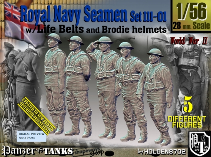 1/56 Royal Navy Seamen Set111-01 3d printed