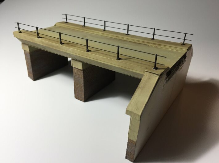 HO 40' Concrete Bridge Sides w/side walkways 3d printed Serving suggestion. This is my scratchbuilt, pre-3D version.