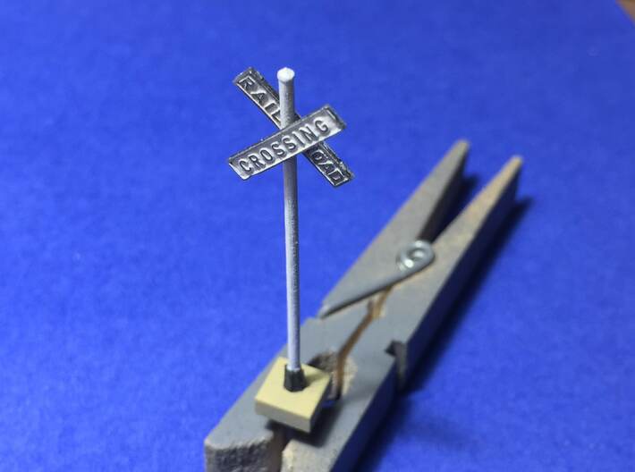 HO Cast Iron Crossbucks opposite mount w/ pointed 3d printed