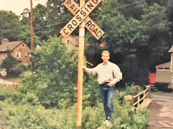HO Cast Iron Crossbucks opposite mount w/ pointed  3d printed Hey, that's me with the prototype! In 1991! And I had hair!!