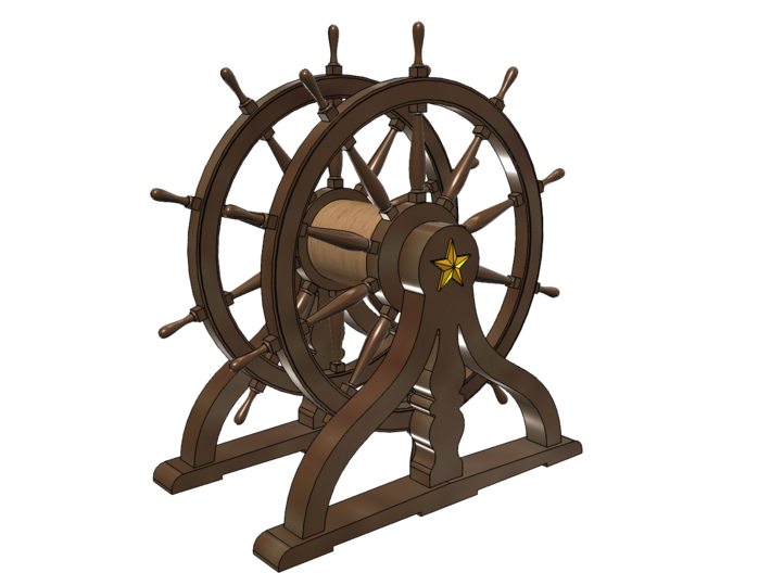 1/96 Ship's Wheel (Helm) for USS Constitution 3d printed Painting suggestion.