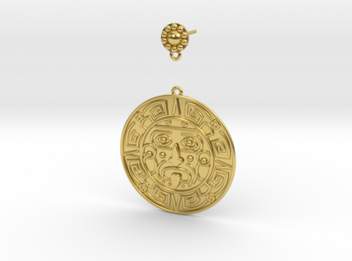Aztec Dangle Earring (single) 3d printed